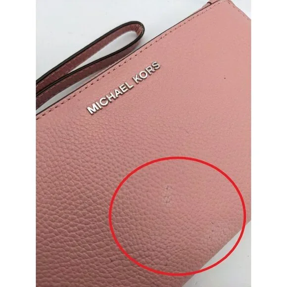 MICHAEL KORS Adele Jet Set logo double zip leather phone wallet wristlet (Used) - Picture 12 of 13